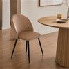 Dmora - Sedia Stinson, Poltrona rivestita in velluto, Sedia da pranzo imbottita, Seduta per riunioni, 51x54h82 cm, Beige