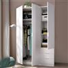 Dmora - Guardaroba 3 ante Cimone, Mobile appendiabiti per camera da letto, Armadio 3 cassetti, 121x52h184 cm, Bianco