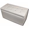 Dmora Pouf Contenitore Abino 45x90x45h cm Bianco Forma Rettangolare Colore Rivestimento Bianco, Imbottitura Poliuretano Espanso Made in Italy