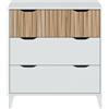 Dmora - Cassettiera Gromore, Settimino multiuso, Comò camera da letto, Mobile con cassetti, 71x40 h76 cm, Bianco e Rovere