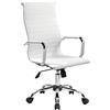 Dmora - Sedia da Ufficio Omarama, Poltrona direzionale con braccioli, Sedia ergonomica da Ufficio, Bianco, Cm 63x54h106/116