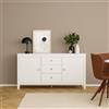 Dmora - Credenza Lisiane, Buffet da Soggiorno, Madia da Salotto, Dispensa da Cucina, 151x38 h80 cm, Bianco