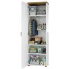 Dmora Armadio Multiuso 1 Anta Tunisi, Mobile Multifunzionale, Mobiletto scarpiera, Guardaroba Porta Scarpe, Made in Italy, 60x40h190 cm, Bianco Lucido e Rovere