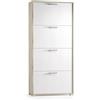 Dmora - Scarpiera Rosa, Mobile Multiuso da Ingresso con 4 Ante a ribalta, Armadietto portascarpe a Doppia profondità, 100% Made in Italy, 67x28h147 cm, Bianco e Olmo