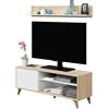 Dmora - Mobile porta TV Mesa, Credenza per televisione da soggiorno con 1 anta, Supporto TV da salotto, Madia di design, cm 135x40h50, Rovere