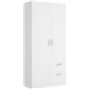 Dmora Guardaroba 2 Ante Velino 52x215h cm Bianco 2 Cassetti 2 Ripiani, Armadio Camera da Letto Appendiabiti