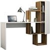 Dmora - Scrivania Giedi, Scrittoio multiuso, Tavolo per ufficio porta PC, Piano di lavoro, 145x45h75 cm, Noce e Bianco