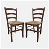 Dmora Set di 2 Sedie Classiche in Legno, per Sala da Pranzo, Cucina o Salotto, Made in Italy, 44x45h87, h cm 43, Colore Noce, Seduta in Paglia