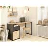 Dmora - Scrivania Antoinett, Scrittoio multiuso, Tavolo per ufficio porta PC, Piano di lavoro, 130x48 h77 cm, Rovere e Nero