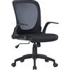 Dmora - Sedia da Ufficio Wellington, Poltrona direzionale a Rete con braccioli, Seduta ergonomica con braccioli Pieghevoli, Cm 60x59h86/96, Nero