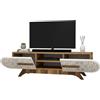 Dmora - Mobile porta TV Alud, Credenza da soggiorno, Armadio basso per TV, Base parete attrezzata, 145x37h37 cm, Noce e Bianco
