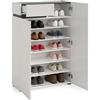 Dmora Scarpiera Gibuti, Mobile portascarpe, Armadio da Ingresso Multiuso, Mobiletto per Calzature, Made in Italy, 80x34h115 cm, Bianco Lucido e Antracite