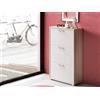 Dmora - Scarpiera Peonia, Mobile multiuso da ingresso con 3 ante a ribalta, Armadietto portascarpe a doppia profondità, 100% Made in Italy, 67x28h112 cm, Bianco e Olmo
