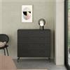 Dmora - Cassettiera Constance, Settimino multiuso, Comò camera da letto, Mobile con cassetti, 99x40 h96 cm, Nero