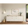 Dmora - Credenza Claribel, Buffet da Soggiorno, Madia da Salotto, Dispensa da Cucina, 196x39 h73 cm, Rovere e Bianco