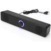Wakects Soundbar Desktop Cablato, Altoparlanti per Computer USB Altoparlante per Monitor PC Doppio HiFi da 5 W Suono Chiaro Ingresso Aux da 3,5 Mm Controllo Manopola del Volume per
