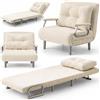 BAKAJI Poltrona Divano Letto Singolo Reclinabile Beige Rivestimento in Velluto a Coste
