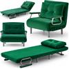 BAKAJI Poltrona Divano Letto Singolo Reclinabile Verde Rivestimento in Velluto a Coste