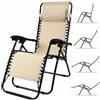 BAKAJI Sedia da Giardino Poltrona Relax Pieghevole Gravita Zero Acciaio Oxford Beige