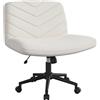 Yaheetech Sedia Ufficio Scrivania Senza Braccioli con Seduta Larga | con Ruote ,in Tessuto, Altezza Regolabile, per Studio, Camera, Beige
