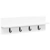 Tmriohed Appendiabiti da parete bianco, 60 x 10,5 x 18 cm, moderno pannello appendiabiti in legno, salvaspazio, per corridoio e ingresso, appendiabiti da parete con ganci