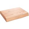 Qnhdfrt Mensola in Legno Massello di Rovere, Ripiano da Muro 40x30 cm | Pannello in vero rovere rustico con bordo naturale per bagno, studio o soggiorno. Pronto all'uso.