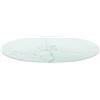 Qnhdfrt Piano Tavolo Vetro Temperato Ø70x0,8 cm Effetto Marmo Bianco