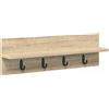Tmriohed Appendiabiti da parete in rovere Sonoma, 60 cm, appendiabiti da parete in legno con ganci, appendiabiti salvaspazio per corridoio e ingresso, design moderno, 60 x 10,5 x 18 cm