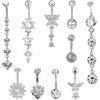 BDSHUNBF 10 Pcs Ombelico Gioielli Piercing Set, Anello Con Ombelico Pendente,Catene miste a forma di cuore, lunghezza moderata,Peri Anelli Piercing