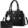 Ecofocet Borsa Donna,Borsa a Mano nera,Pelle PU,Borsa donna elegante,Con Portafoglio,Borsa donna pelle,Tote Bag,Moda Lavoro,Per Tempo Libero,Lavoro,Viaggio