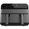 Cecotec Friggitrice ad Aria senza Olio Air Fryer 9L Cecofry Advance 9000 Full Inox. 2800W, 2 Vaschette 4.5L Parete Divisoria, Sync, 8 Menu, Temp 30-200°C, PerfectCook, Acciaio Inossidabile, Pannello