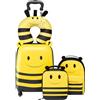 VEVOR Set di Valigie per Bambini da 5 Pezzi, Valigia Rigida con Ruote da 45,7 cm, Zaino e Cuscino a U, a Forma di Ape, Regalo di Compleanno per Bambini, Approvato dalle Compagnie Aeree