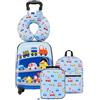 VEVOR Set di Valigie per Bambini 5 Pezzi con Ruote da 45,7 cm, Zaino e Cuscino a U, Set di Valigie da Viaggio da Vacanza, Regalo di Compleanno per Bambini, Approvato dalle Compagnie Aeree