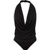 Kikisix - Body Donna Nero con Scollo Drappeggiato