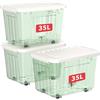 Cetomo 35L*3 Scatole di Stoccaggio con Coperchi, Contenitori in Plastica con Ruote, Clip On, Impilabili, Incastonabili, Organizzatore a Righe per Casa Ufficio, Verde Chiaro, 35L-3 Pezzi