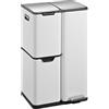 KITCHEN MOVE Pattumiera da cucina a pedale di raccolta selettiva riciclaggio 60L(13+17+30L) HAJA in acciaio inox bianco con secchio