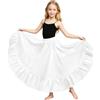 Baisdan Gonna Danza del Ventre in Raso per Bambine e Ragazze 8-12 Anni, Gonna Lunga Bambina Flamenco a Cerchio Completo con Volant per Spettacoli di Danza, Halloween e Performance