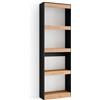 Skraut Home | Libreria scaffale | Scaffali in legno a ripiani | 60x186x25cm | Soggiorno - Ufficio | Per libri | Stile moderno | Rovere e nero