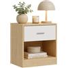 Relaxdays comodino con cassetto e vano aperto, A x L x P: 41x39x28 cm, naturale