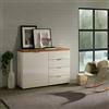 Dmora Credenza Harare, Buffet da Soggiorno, Madia da Salotto, Dispensa da Cucina, Made in Italy, 120x43h89 cm, Bianco Lucido e Rovere