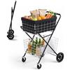 VEVOR Carrello della Spesa Pieghevole a 2 Livelli con Ruote Portata 40 kg, Carrello Robusto con Struttura a Spinta, 2 Cestini Rimovibili, Ruote Piroettanti a 360°, per Spesa, Magazzino e Supermercato