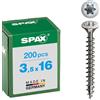 Spax, Set di viti T-Star Plus a testa svasata con calotta A2, 3,5 x 16, 200 pz.