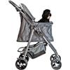 AQPET Passeggino Pieghevole per Cani di Taglia Piccola e Media, Carrello per Animali Domestici Leggero e Resistente, Carrozzina con Doppie Ruote Girevoli e Chiusura Compatta, 75x45x100 cm, Grigio