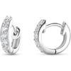 Miore Orecchini Cerchio Donna Piccoli con Zirconi Brillanti in Argento Sterling 925, Orecchini a lobo anallergici con Zirconi. Chiusura con perno passante e scatto.