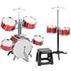 POENVFPO Dynamic Addition Set di Batteria in PVC da 7 Pezzi con Sgabello, Costruzione Ispessita per Principianti, Set di Strumenti Musicali (rosso)