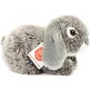 Hermann Teddy Teddy Hermann 93728 Ram rabbit grigio 18 cm, peluche con contenuto di riciclo ideale (materiale di riempimento)