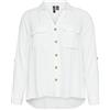 VERO MODA Moda Donna Camicia Camicetta Casual c/Poche Torace Regular Stretch 3/4 Manica Top Maglia, Colore:Bianco, Taglia:M