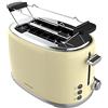 Cecotec Tostapane 2 fette Toast&Taste 1000 Retro Double Beige. 980 W, 2 fessure larghe da 3,8 cm e corte, acciaio inossidabile, aste superiori, potenza regolabile, vassoio raccogli briciole