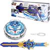 INFINITY NADO Trottola in metallo, con lancia spade, trottola illuminata, per bambini e bambine da 5 6 7 8 9 10, Fury Wave Dragon, blu