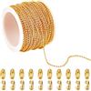 SUNNYCLUE 49 piede/15 m 1.5mm Catena A Sfere In Ottone Catene di Perline di Metlega Catene con Targhetta per Cani con Perline Dorate Connettori A Rotolo Fermagli Terminali per Cordini Collegamento per
